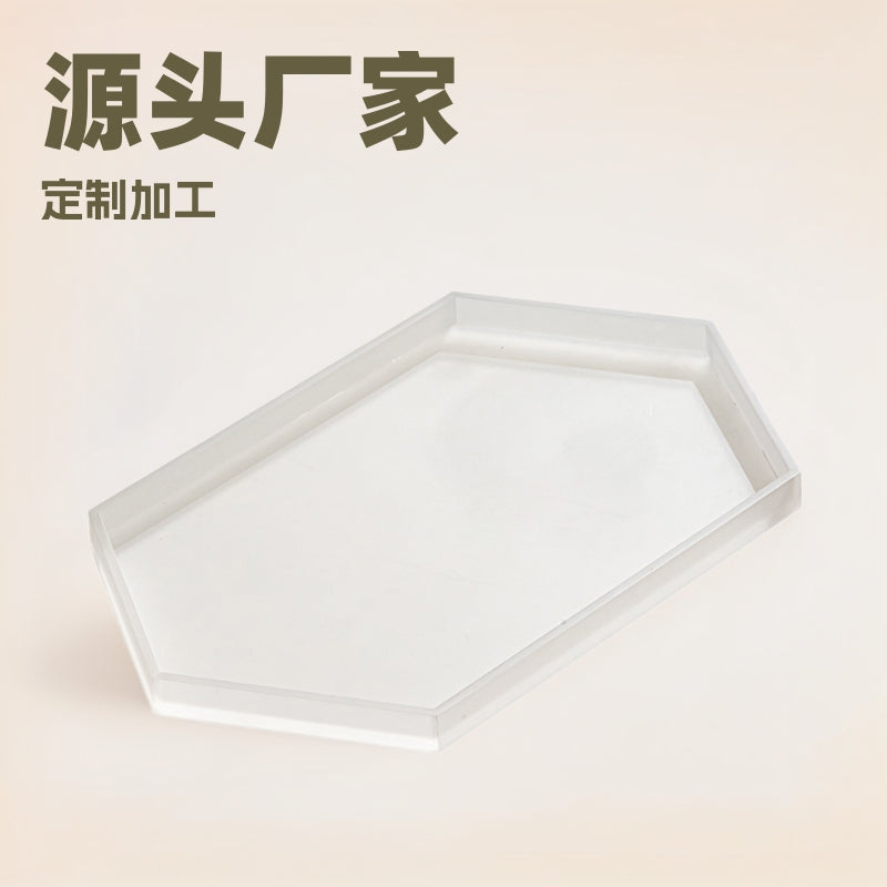 Hexagonal Clear Acrylic Serving Tray for Home, Hotel, or Retail Display