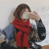 Korean Style Knitted Wool Scarf for Women, Thickened Warm Neck Warmer, Solid Color