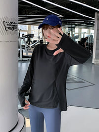 Women's Breathable Quick-Dry Long Sleeve Running T-Shirt Loose Fit Workout Top Plus Size Yoga Fitness Apparel