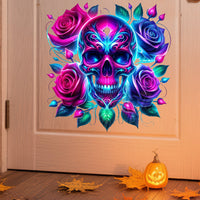 Halloween Skull and Floral Wall Decal Sticker