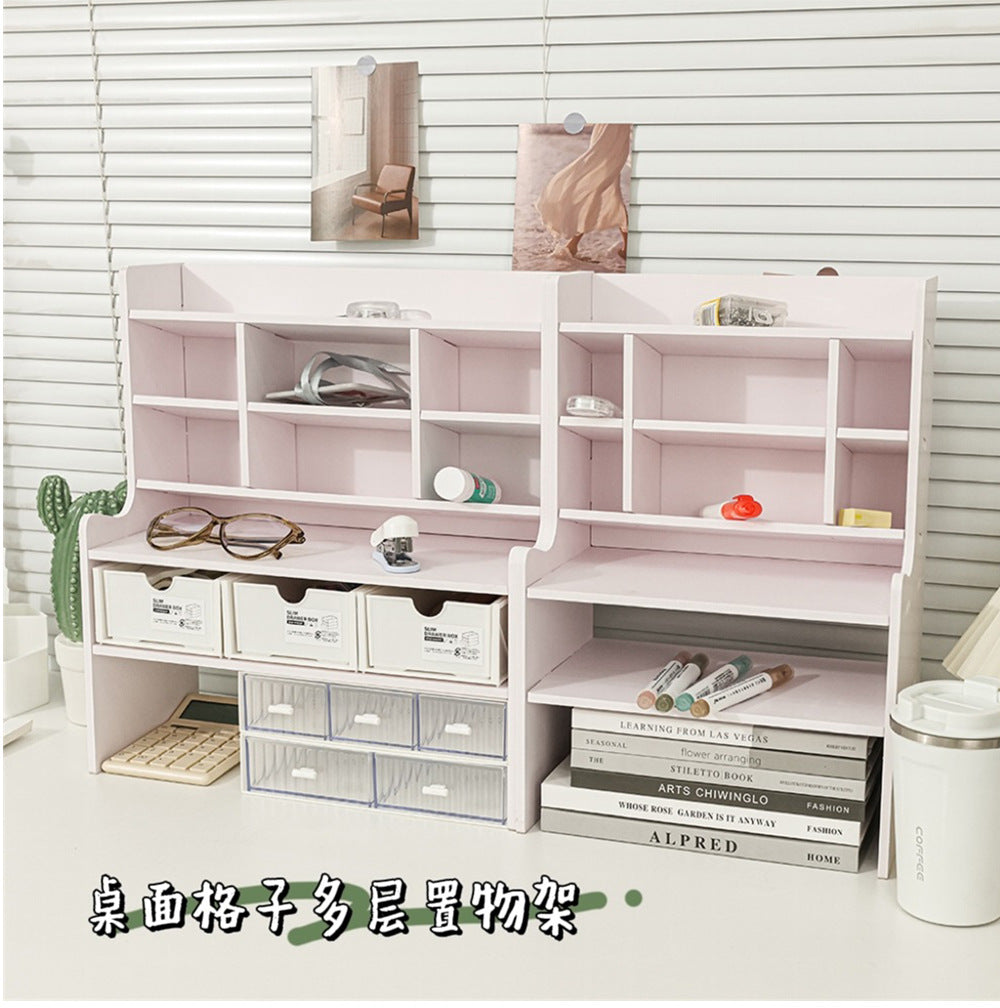 INS Style Desktop Organizer Shelf Multi-layer Grid Cosmetic Storage Box Office Desk Tidy Rack