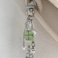Lucky Four-Leaf Clover Beaded Keychain for Bags and Phones