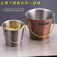 304 Stainless Steel Portable Ice Bucket with Handle for Snacks and Seafood