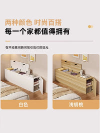 Solid Wood Bedside Table Narrow Storage Cabinet with Side Door for Small Spaces