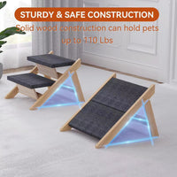 Wooden Pet Ramp Foldable Dog Stairs for Senior Dogs and Large Breeds, Non-Slip Sofa Access Ladder