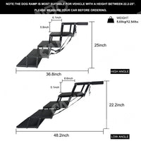 Portable 5-Step Aluminum Pet Ramp for SUV & Car, Foldable Dog Ladder for Easy Vehicle Access