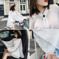 Women's UV Protection Shawl for Cycling and Driving - Summer Chiffon Cape