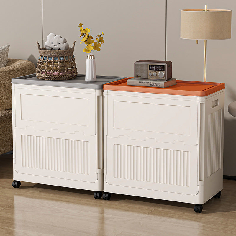 Foldable Home Storage Box with Wheels, Large Capacity Organizer for Clothes and Quilts, Plastic Wardrobe Storage Bin