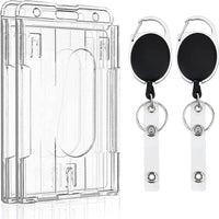 Retractable Badge Reel with Clear Hard Card Holder and Thumb Slot