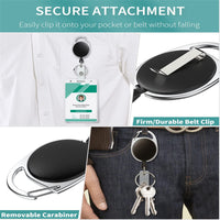 Retractable Badge Reel with Clear Hard Card Holder and Thumb Slot