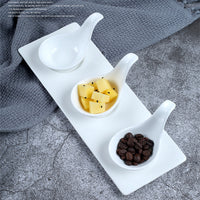 Ceramic Caviar Spoon and Sauce Dish Set, Japanese Style Appetizer Bowls