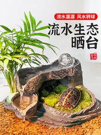 Turtle Basking Platform with Hiding Cave and Climbing Ramp for Reptile Tanks