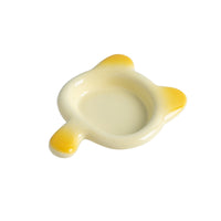 Ceramic Cat Food Bowl with Handle, Anti-Vomiting, Anti-Black Chin, Shallow Dish for Kittens and Small Pets