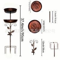 Vintage Double-Layer Bird Feeder and Bath, Cast Iron Garden Decor for Wild Birds