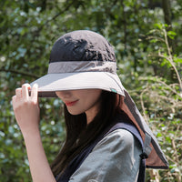 Summer UV Protection Sun Hat with Neck Flap for Women, Breathable Wide Brim Fisherman Cap