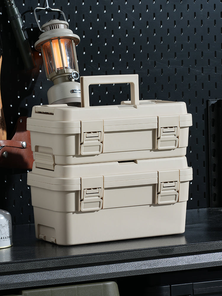 Portable Double-Layer Tool Storage Box for Home, Car, Camping, and Art Supplies