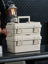 Portable Double-Layer Tool Storage Box for Home, Car, Camping, and Art Supplies