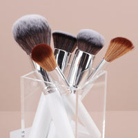 30-Piece Silver Professional Makeup Brush Set for Foundation, Concealer, Blush, and Powder