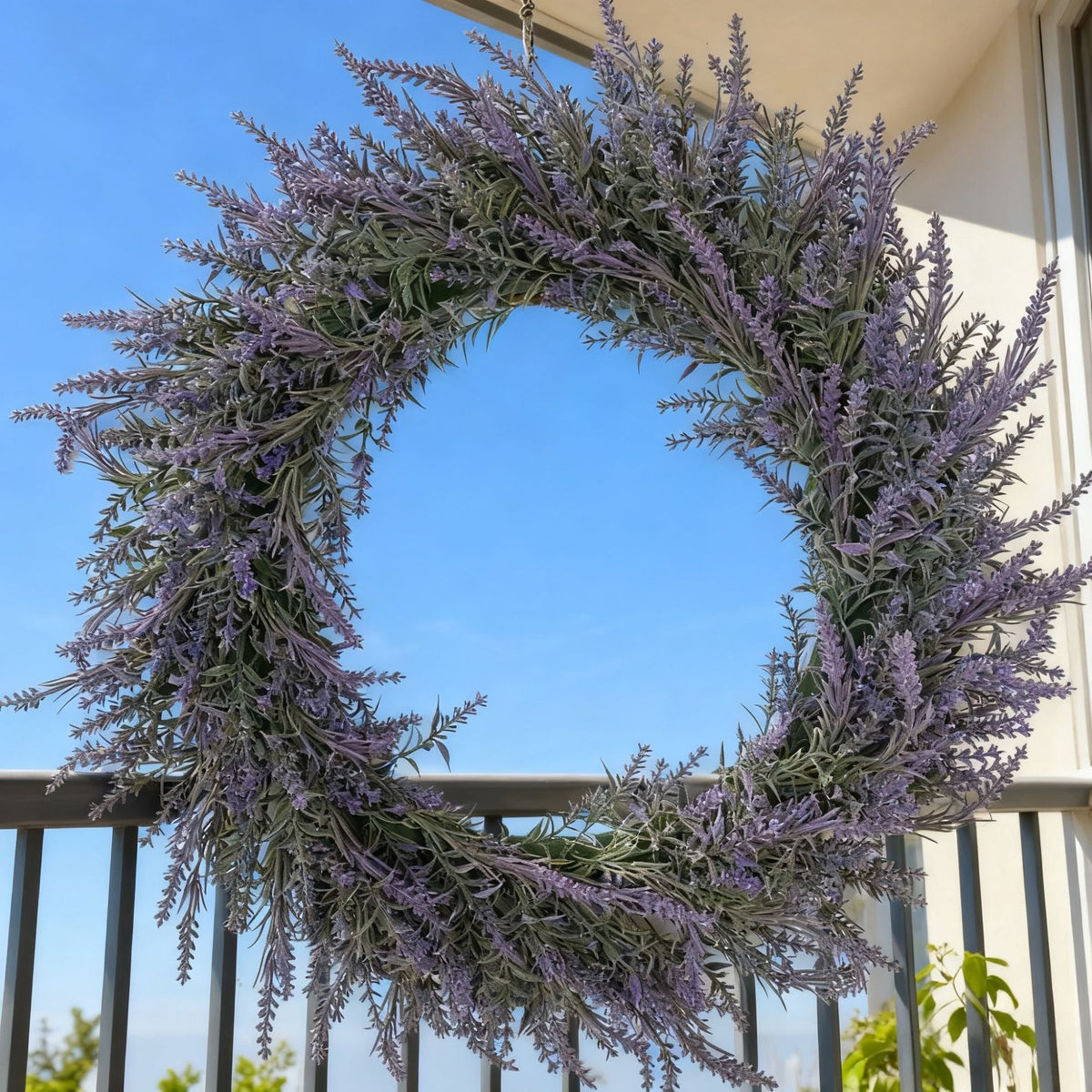 Large Lavender Flocked Wreath Door Decor