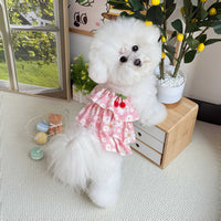 Pet Cherry Daisy Cake Dress Breathable Sling Skirt for Small Dogs and Cats