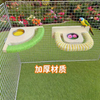 Parrot Stainless Steel Perch with Food Bowl and Grinding Stand for Cage