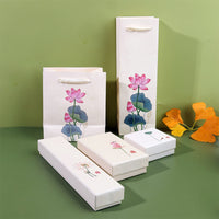 Vintage Chinese Style Lotus Jewelry Gift Box with Handle Bag for Hairpins Bracelets Necklaces