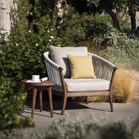 Outdoor Wicker Rattan Sofa Set with Teak Wood Frame for Patio Garden Villa