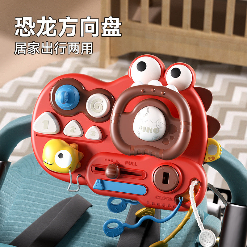 Montessori Busy Board Steering Wheel Toy for Toddlers, Multifunctional Early Learning Activity Cube for Kids