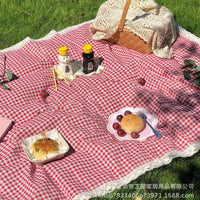 Yellow Plaid Picnic Mat Outdoor Camping Ground Mat Moisture-proof Thickened Fabric Pad