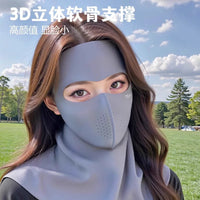 Summer Full Face Balaclava Sun Protection Mask with Neck Cover, Breathable Ice Silk UV Protection