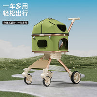 Pet Stroller One-Key Foldable Aluminum Alloy Shock-Absorbing Lightweight for Small Dogs and Cats