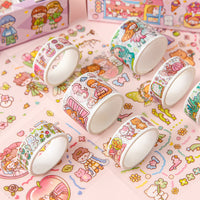Cute Cartoon Washi Tape & Sticker Set for Kids' DIY Crafts and Scrapbooking