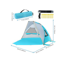 Portable Pop-Up Beach Tent UPF 50+ Sun Protection for 2-3 People Outdoor Camping and Shade