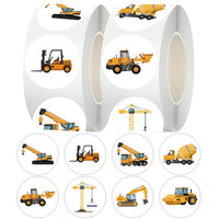Kids' Construction Vehicle Sticker Roll - 500 Pcs Cartoon Excavator Decals for Scrapbooking & Sealing