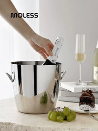 MOLESS Stainless Steel Ice Bucket for Wine, Champagne, Beer, and Ice Cubes