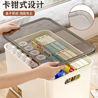 Household Storage Bins with Lids for Snacks, Toys, and Cosmetics - Rectangular Desktop Organizer Baskets