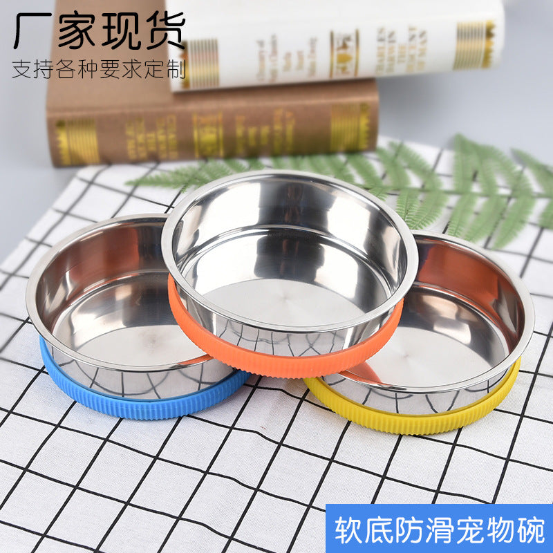 Stainless Steel Pet Bowl with Non-Slip Base for Cats and Dogs, Elevated Design for Neck Protection