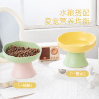 Ceramic Elevated Cat Dog Bowl for Food and Water, Tilted Design, Large Capacity, Anti-Spill Pet Feeder