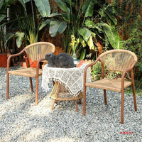 Outdoor Rattan Wicker Patio Dining Set with Table and Chairs for Garden Balcony