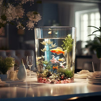 Cylindrical Desktop Glass Fish Tank for Betta and Small Fish