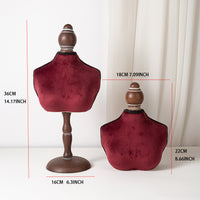 French Vintage Velvet Mannequin Jewelry Display Stand for Necklaces & Pendants