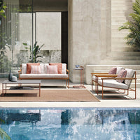 Outdoor Woven Rattan Sofa and Coffee Table Set for Patio Balcony Garden