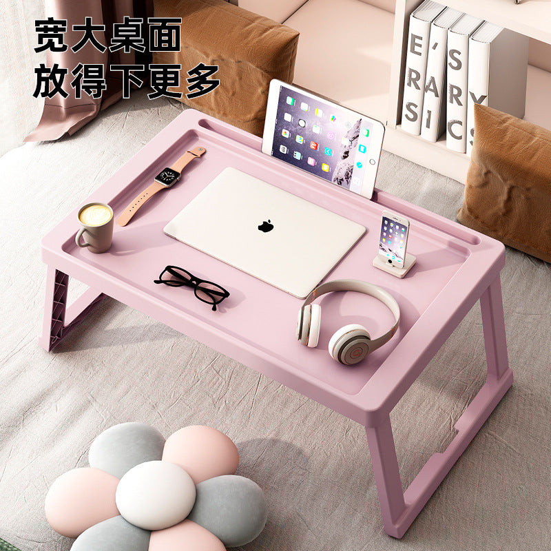 Foldable Bed Desk for Laptop and Study, Portable Dorm Room Table, No Assembly Required