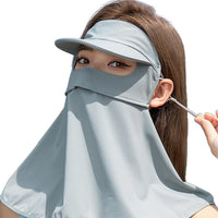 Women's UV Protection Sun Visor Face Mask with Integrated Shawl and Neck Cover