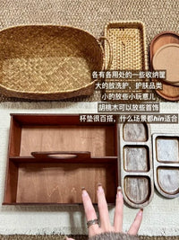 Minimalist Storage Basket, Stainless Steel, Woven and Wooden Organizer Basket