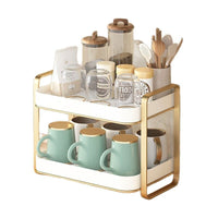 2-Tier Countertop Cup Drying Rack with Drain Tray for Kitchen and Living Room
