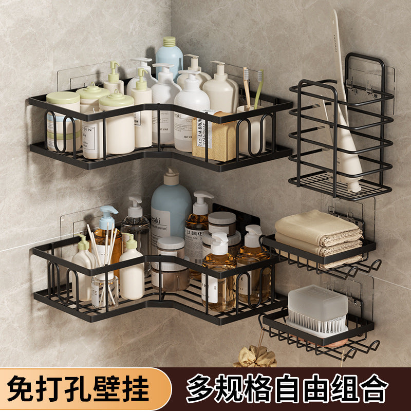 No-Drill Wall-Mounted Storage Rack for Kitchen & Bathroom
