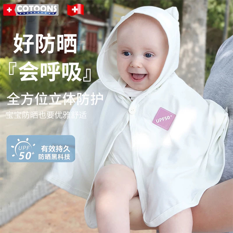 COTOONS Baby Sun Protection Cape for Infants and Toddlers, UV Protection Ice Silk Poncho for Boys and Girls