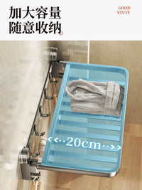 Foldable Suction Cup Towel Rack with Basket for Bathroom Storage