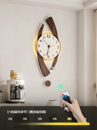 Modern Retro Wall Clock with Ambient Light for Living Room Decor